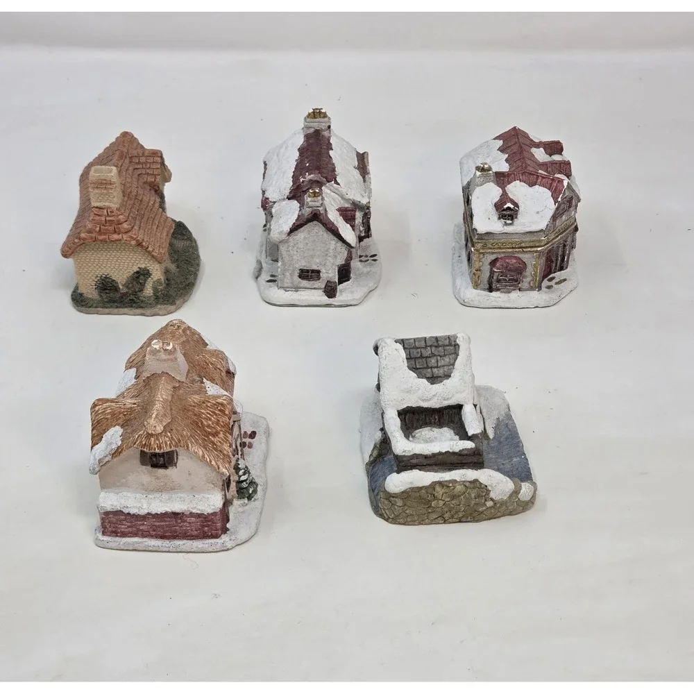 Vintage 1987-1989 RSVP Dickens Christmas Resin Cottages Village Lot of 5